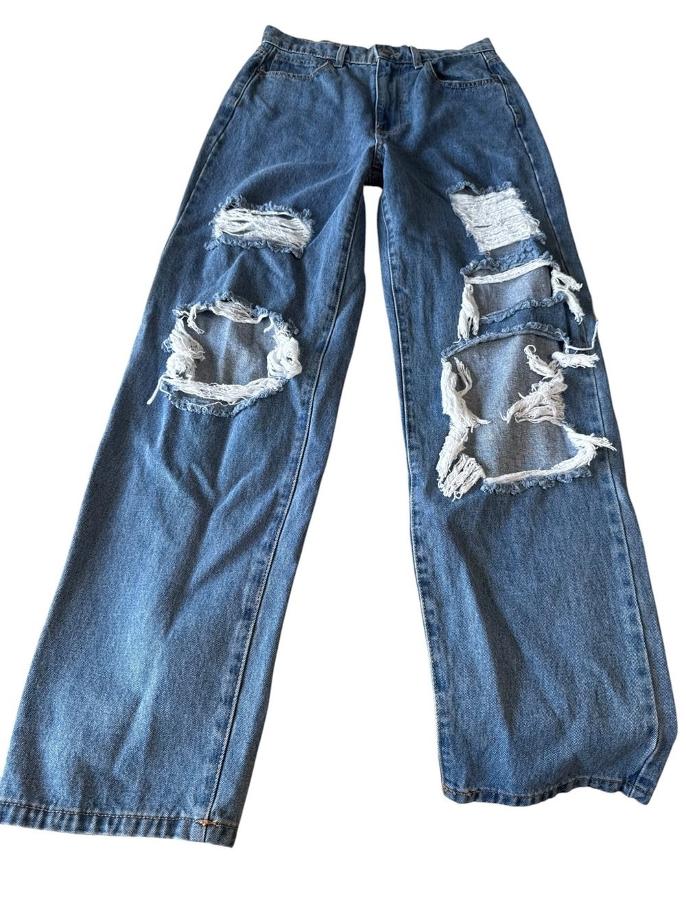 RSQ Distressed Straight Leg Jeans in Vintage Blue